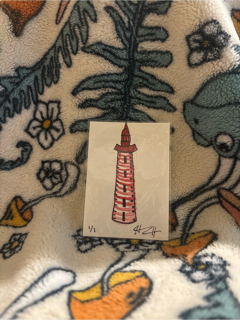 Original ACEO “Lighthouse” Art Card - Red & White Illustration